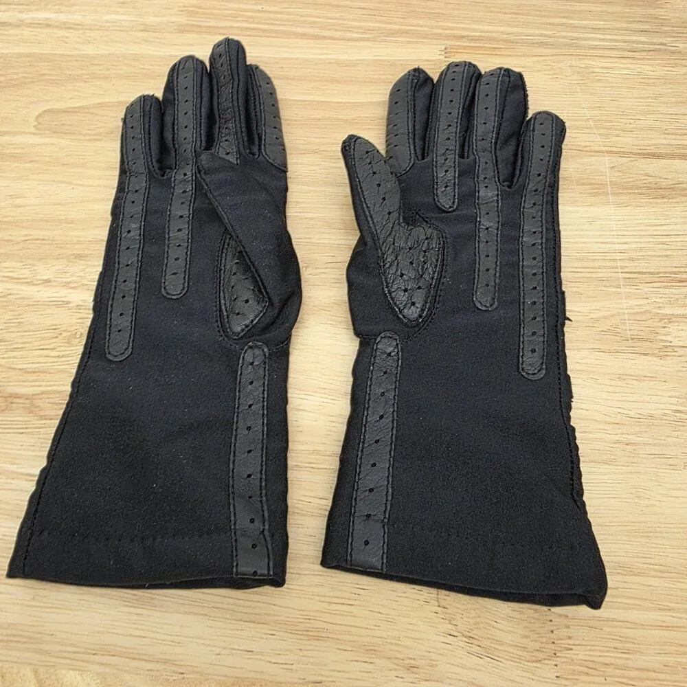 Isotoner Women's Spandex Gloves Black One Size Vintage Made In Phillipines